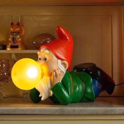 Custom Gnome blowing balloon LED Light Lamp - 10.25 H