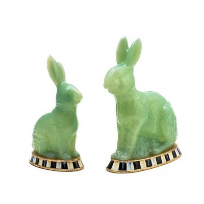 Custom Rabbit in jade finish with Checker base   - 9.5 H / 8 H