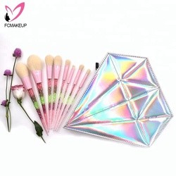 2018 New Pretty 8pcs Crystal Make Up Kit Diamond Shape Bag Rhinestone Refillable Makeup Brush Set