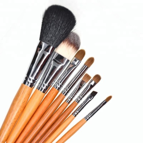 Your Own Brand Wood Handle Mini 8pcs makeup brush set