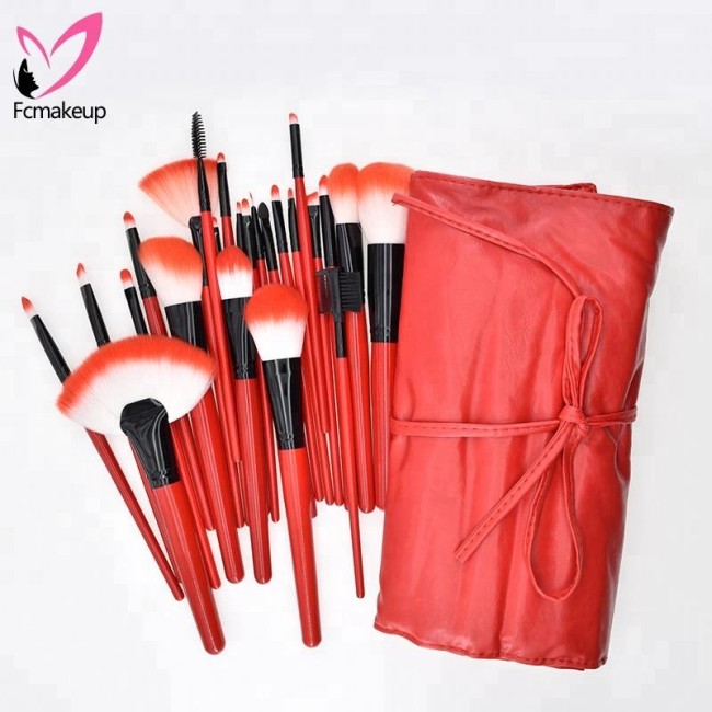 24pcs Pro.Makeup Brushes Set by Cosmetic Roll bag Top Quality brush Kit for Girls Women