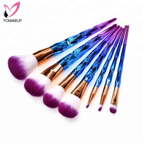 7 Pieces Blue New Soft Smooth Synthetic Makeup Kit Personalized Cosmetics Professional Make Up Set Brush