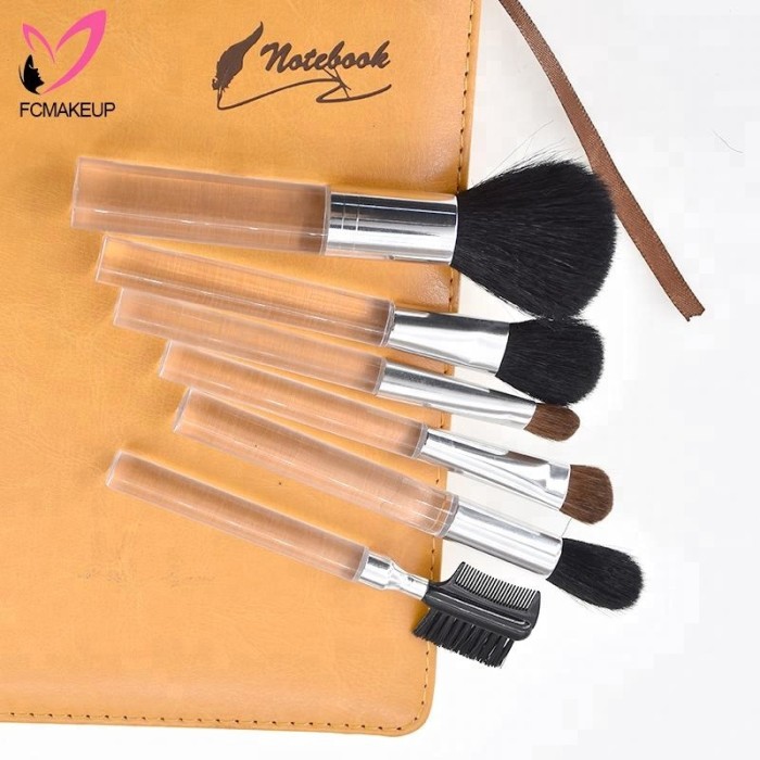 Acrylic Crystal Makeup Brush Organizer Wholesale 6pcs Clear Bare Mineral Human Horse Hair Make-up brushes for sensitive Skin