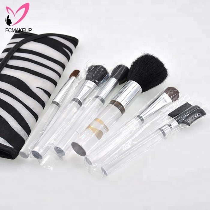 Acrylic Crystal Makeup Brush Organizer Wholesale 6pcs Clear Bare Mineral Human Horse Hair Make-up brushes for sensitive Skin
