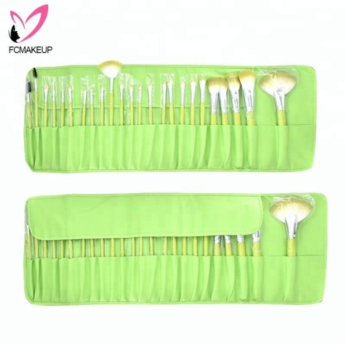 Amazon Makeup Brushes Set Fresh Mint Green Japanese 24pcs Synthetic Hair Best Make up Brush Cheap with Roll bag