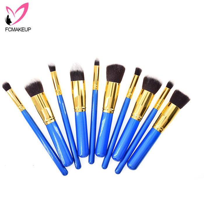 10 Pcs Foundation Blending Blush Eyeliner Face Powder Makeup Brushes Set