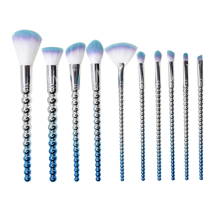 10 Pcs Glitter Unicorn Makeup Brushes Private Label With Diamond Case