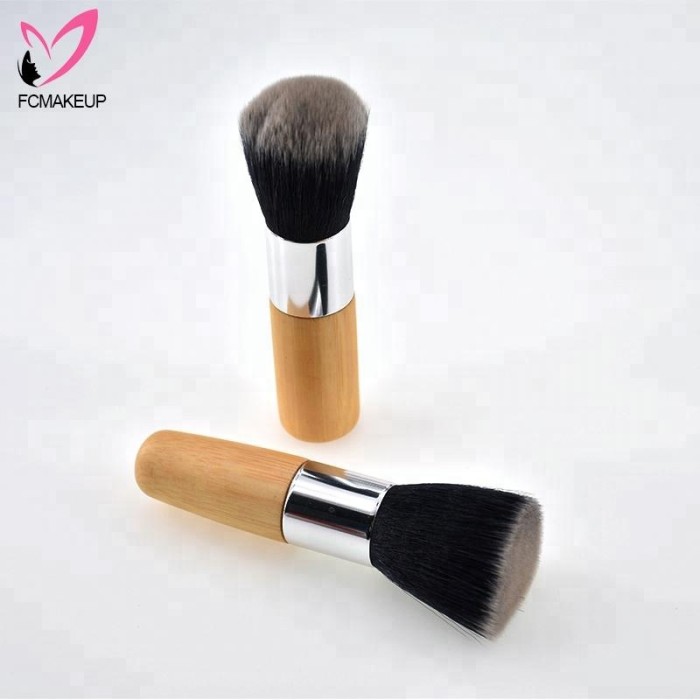 10pcs Eco Bamboo Makeup Brushes Set Kabuki Foundation Brush Kit by Cloth Pouch bag