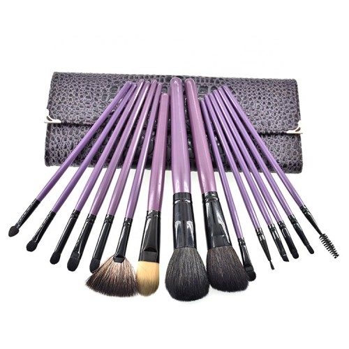 Personalized Private Label 15Pcs Purple Makeup Brush Set With Bag