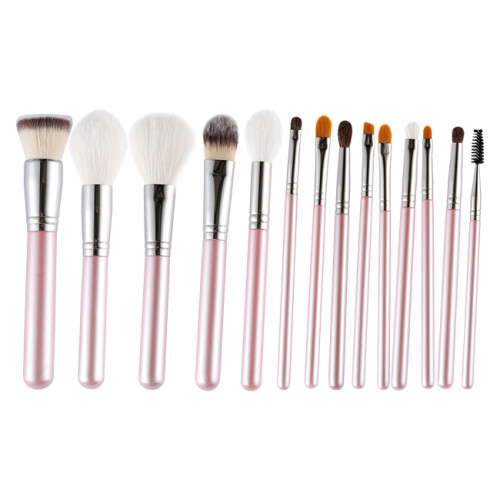 RTS Easily Grasp Powder Brush Sets Makeup Private Label 14 Pcs Pink Makeup Brushes