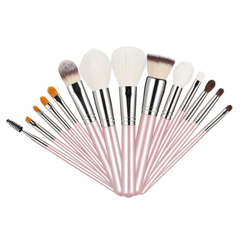 RTS Easily Grasp Powder Brush Sets Makeup Private Label 14 Pcs Pink Makeup Brushes