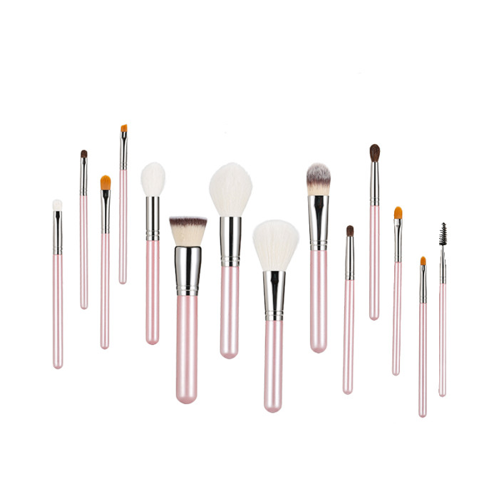 RTS Easily Grasp Powder Brush Sets Makeup Private Label 14 Pcs Pink Makeup Brushes