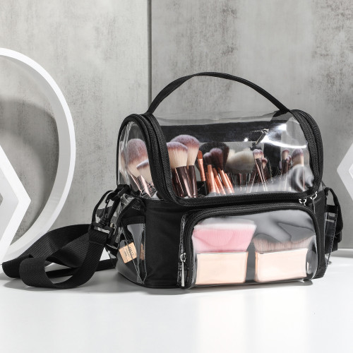 【Detachable inner bracket】PVCTravel Make-up artist Cosmetic Bag Large Capacity Wash Transparent Makeup Bag