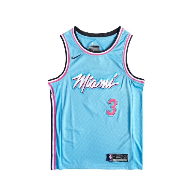 Miami Heat #3 Wade embroidery number jersey white blue
