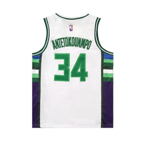 Milwaukee Bucks #34  hot pressing green logo  jersey white