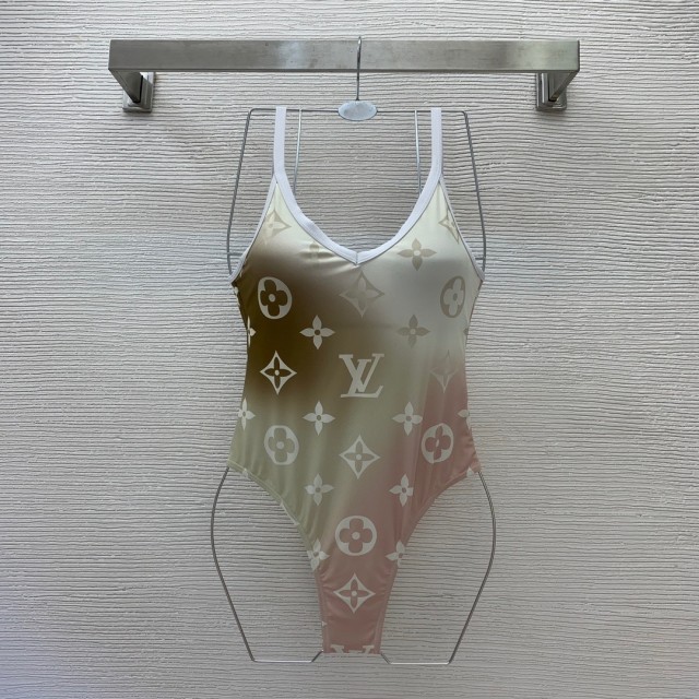 L gradient logo one piece swimsuit