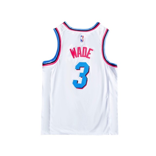 Miami Heat #3 Wade embroidery number jersey white blue