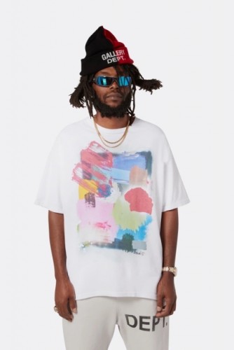 oil painting color block washed heavy tee