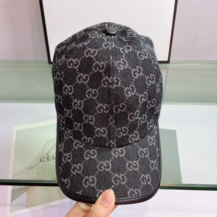 1:1 full logo denim cap black-黑牛仔老花帽