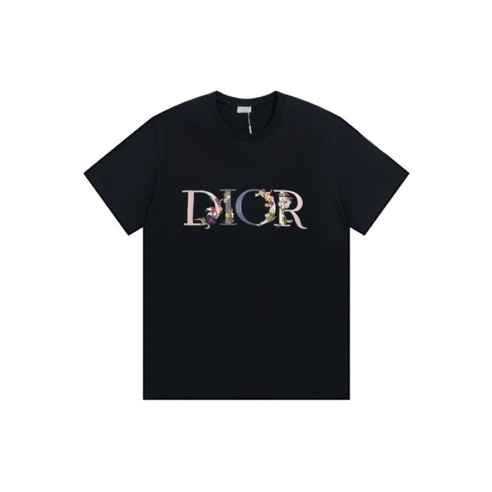 1:1 quality version D flowers and plants letters embroidered logo tee