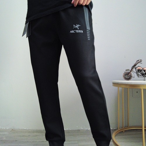 Laminated Zip-Up Track Pants Black and Grey-压胶拉链收脚运动裤