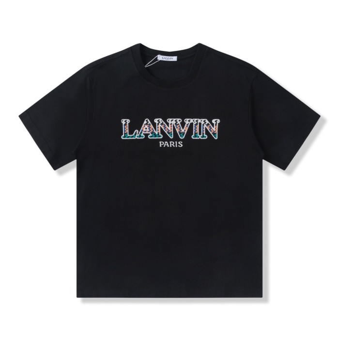 Embroidered letters logo tee black white