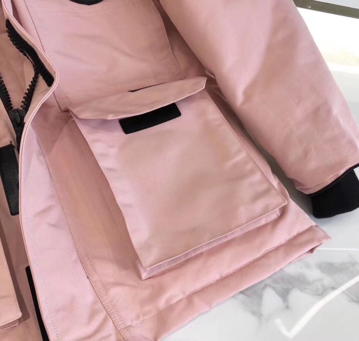 Round label long down coat PINK