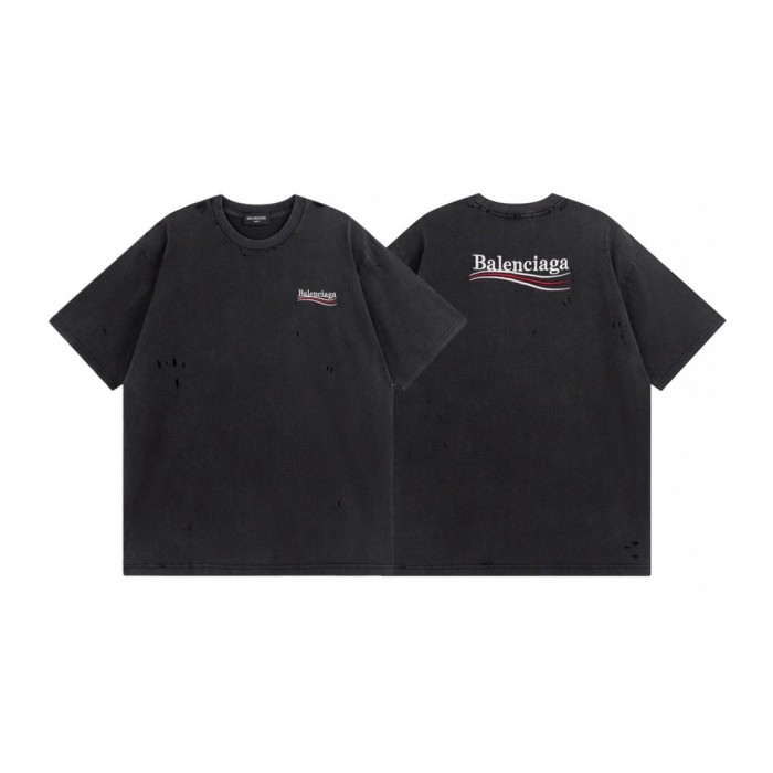 1:1 quality version Wave Embroidery Monogram tee washed black