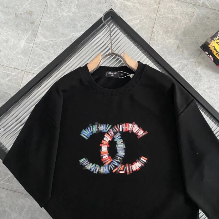 1:1 quality version Colorful small label letter logo sweatshirt 2 colors