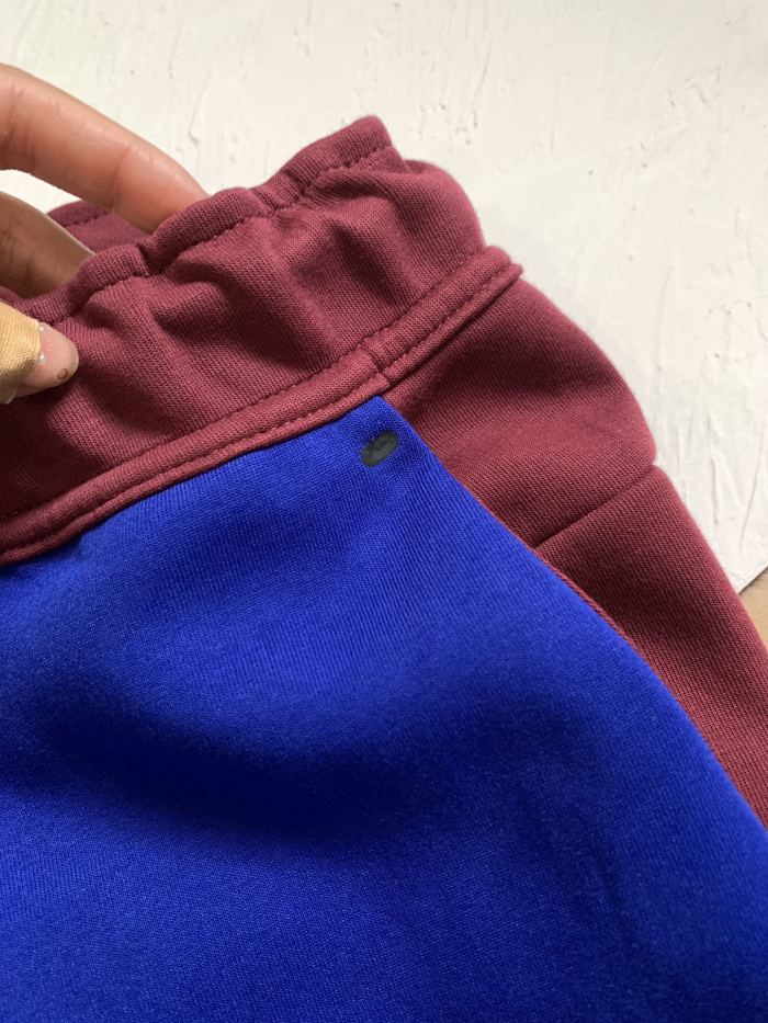 1:1 quality version Red and blue color blocking men's casual pants sweatpants