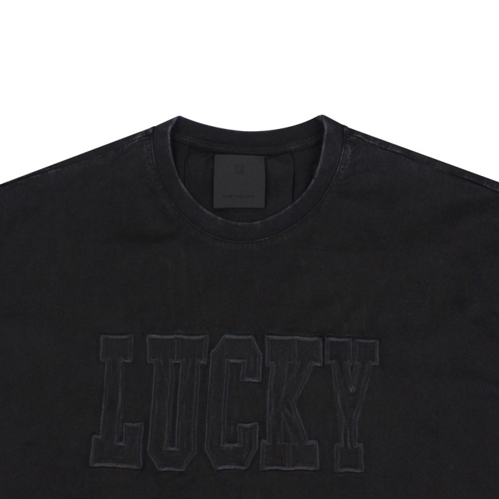 1:1 quality version Applique old embroidered letters tee