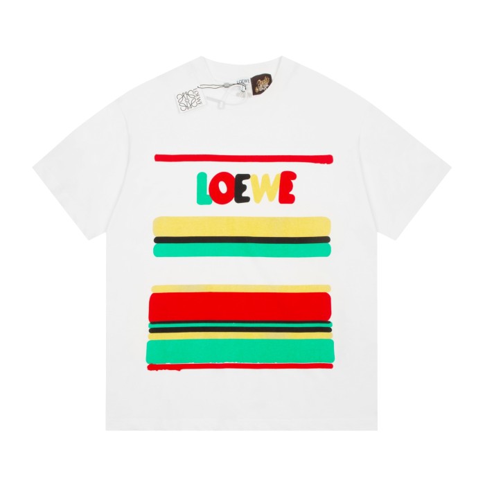 1:1 quality version Colorful striped letter print tee 2 colors