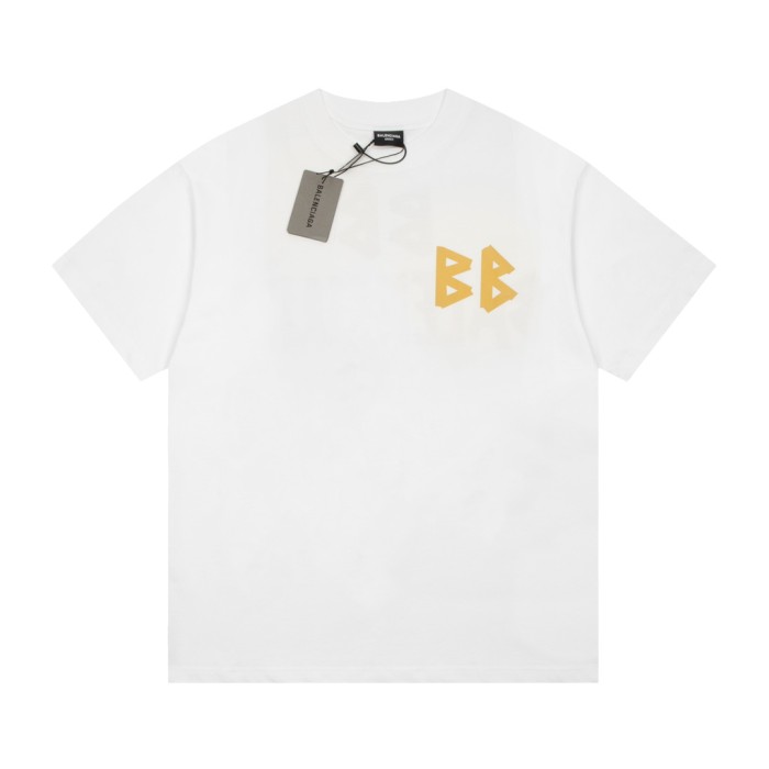 1:1 quality version Stamping double B letter logo print  tee 2 colors