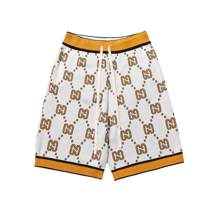 1:1 quality version Yellow and black striped letter printed shorts