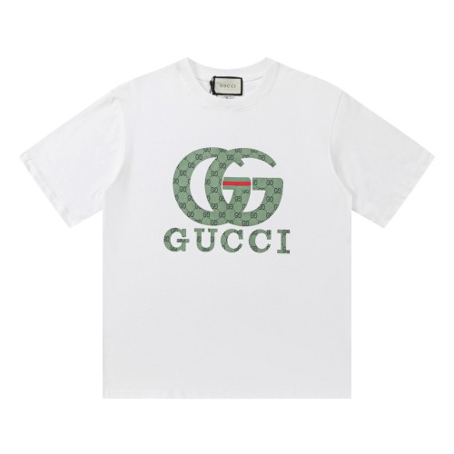 Green double G letters digital printing short sleeve tee 3 colors