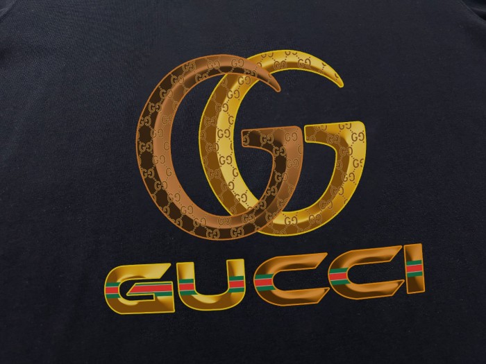 1:1 quality version Gold three-dimensional large letters printed tee 2 colors