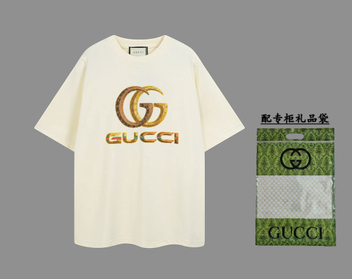 1:1 quality version Gold three-dimensional large letters printed tee 2 colors