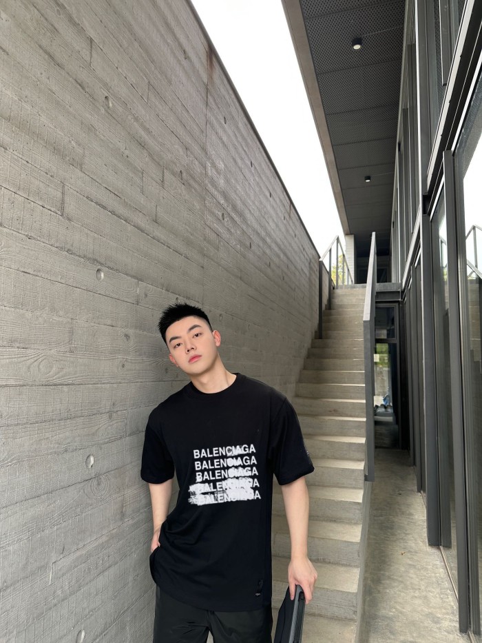 1:1 quality version Blurred letters cotton short sleeve tee