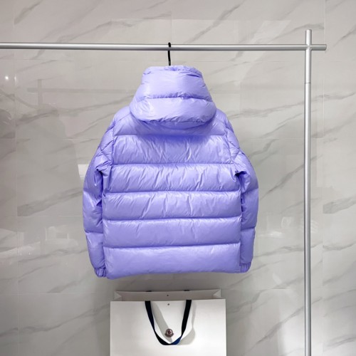 1:1 quality version Short Double Label Hooded Down Jacket Purple