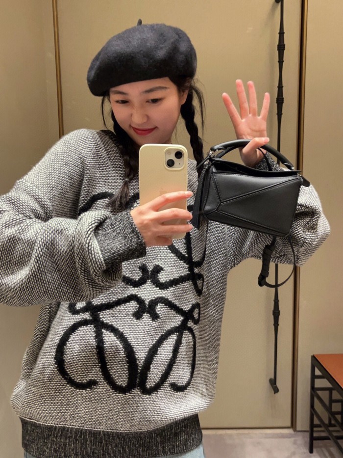 1:1 quality version Monogrammed Jacquard Wool Top