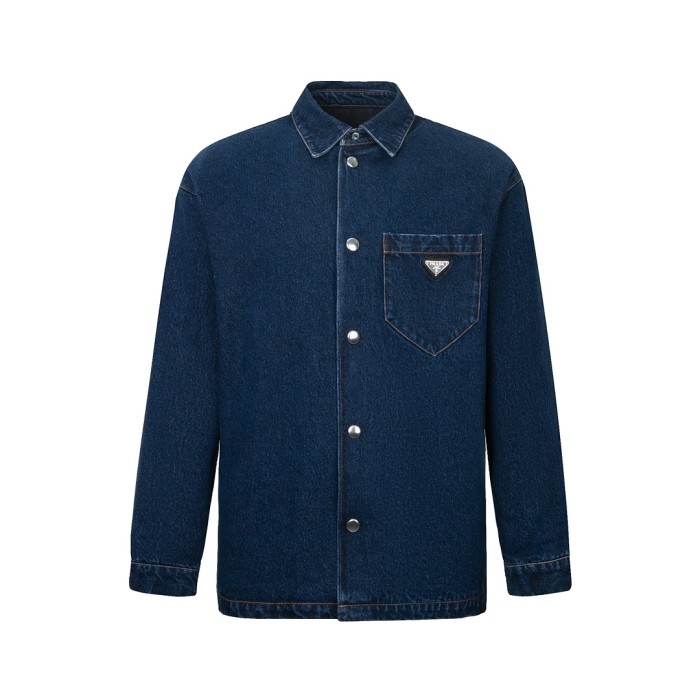 1:1 quality version Enameled Triangle Logo Denim Cotton Jacket