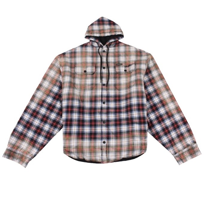 1:1 quality version Gradient Aged Plaid Hooded Cotton Coat Jacket 3 colors