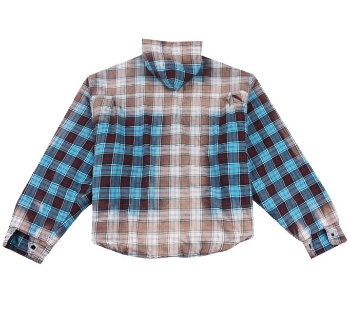 1:1 quality version Gradient Aged Plaid Hooded Cotton Coat Jacket 3 colors