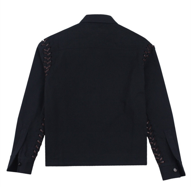 1:1 quality version Leather Woven Long Sleeve Shirt Jacket