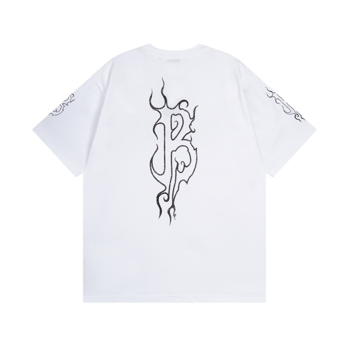 Flame Letter Destroyed Print Short Sleeve Tee 2 colors