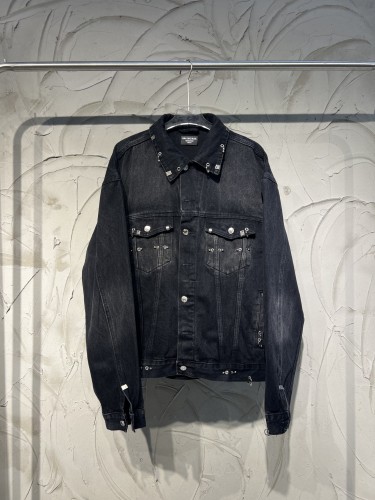 1:1 quality version Studded Perforated Fire Engine Head Denim Jacket