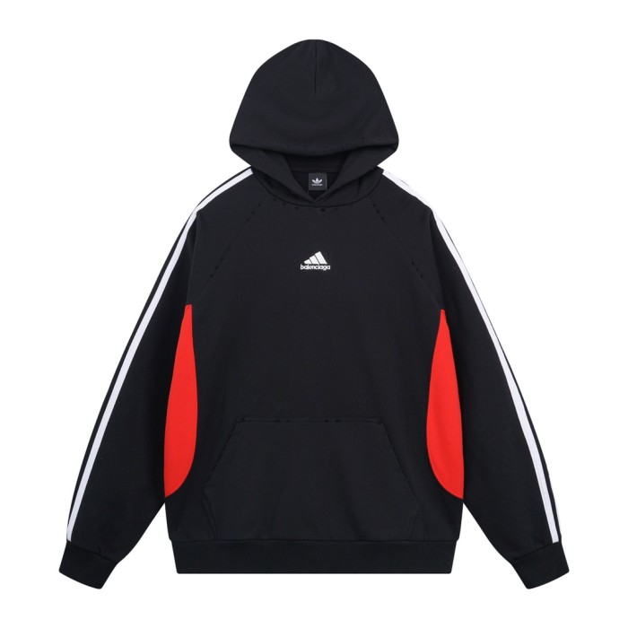 1:1 quality version Patchwork Color Insert Embroidered Hoodie