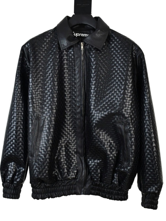 Braided Leather Jacket Coat