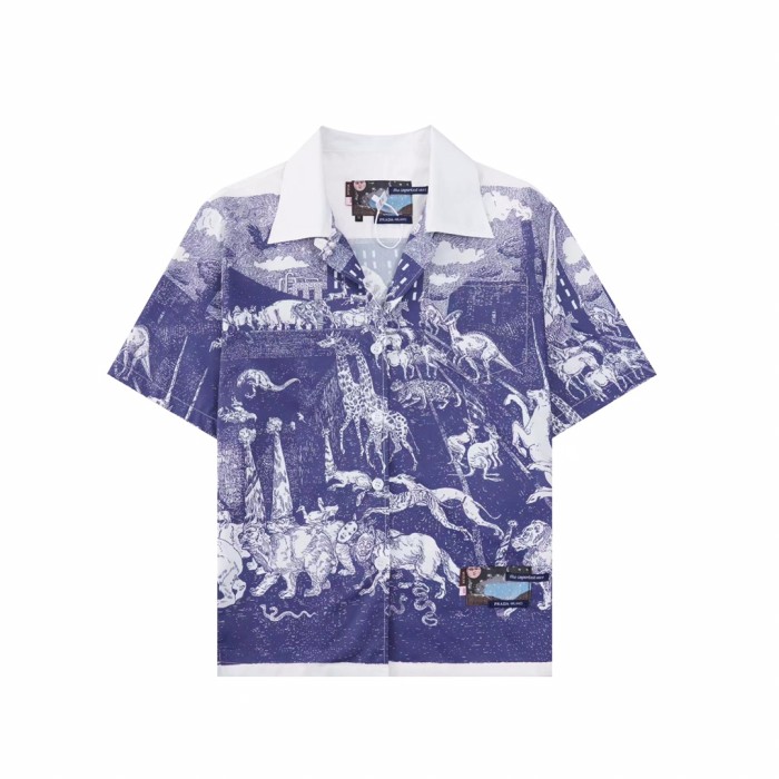Zoo Collection Pointed Collar Short Sleeve Shirt
