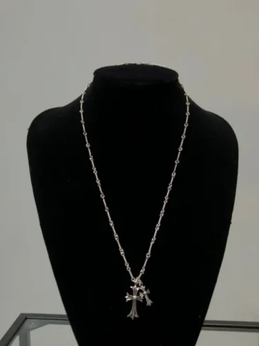 Platinum Plating double cross necklace full of diamonds-